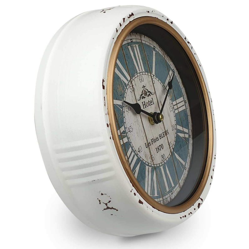 Vintage White Round Wall Clock 24cms