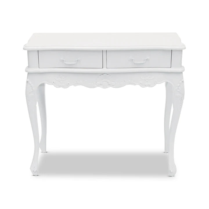 Vintage Wooden 2 Drawer Console - White