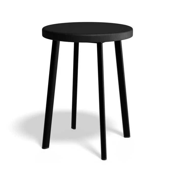 Vintage Wooden Seat Low Stool - Black - 46cms