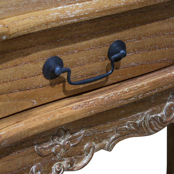 Vintage Wooden 2 Drawer Console - Weathered Oak