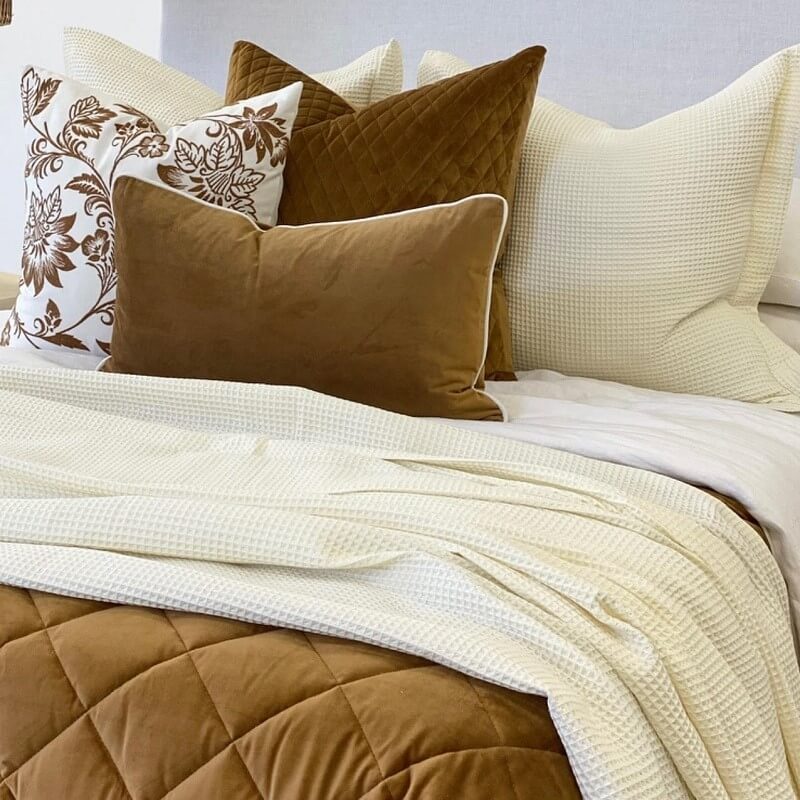 Waffle Pure Cotton 220x260cm Blanket - Cream