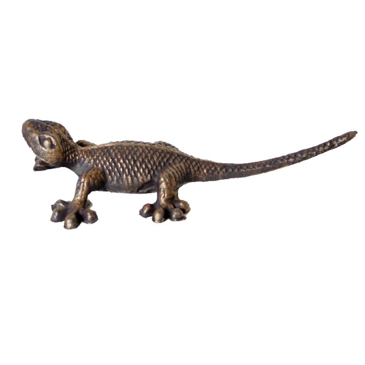 Walking Gecko Cast Iron Wall Sculpture - Antique Rust