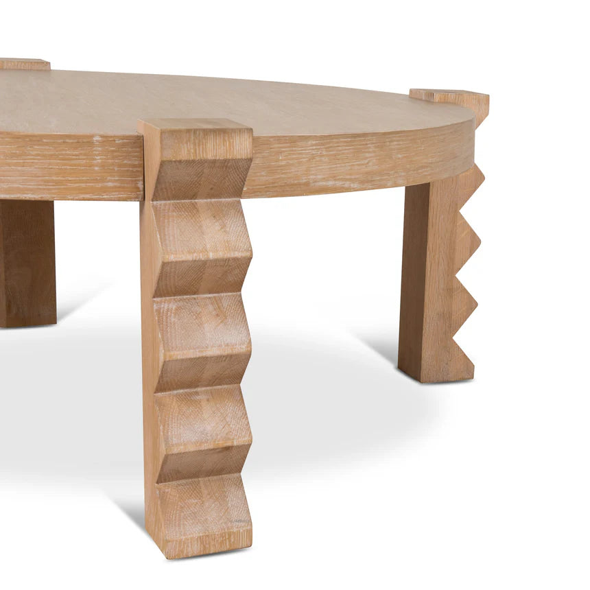 Warm Timber Grain Natural Round Coffee Table - 100cms