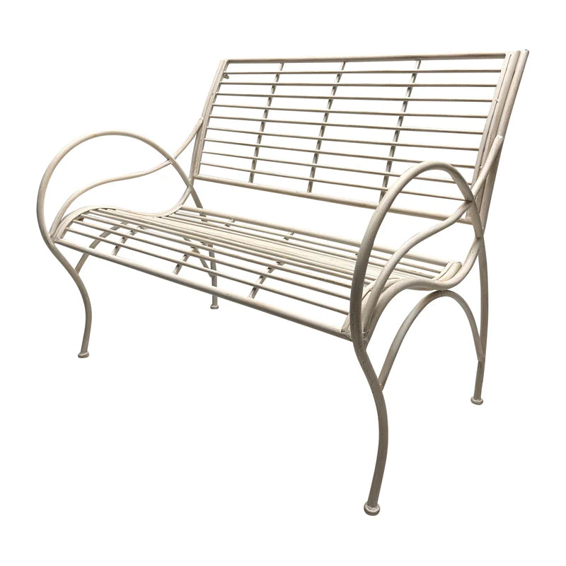 Weather-Resistant Metal Garden Bench - White