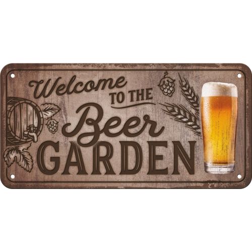 Welcome To The Beer Garden - Nostalgic-Art Hanging Sign - 10 x 20cm