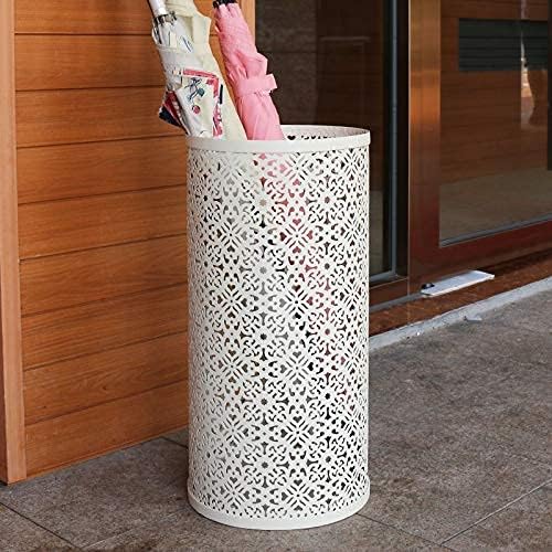White Floral Cylindrical Umbrella Holder