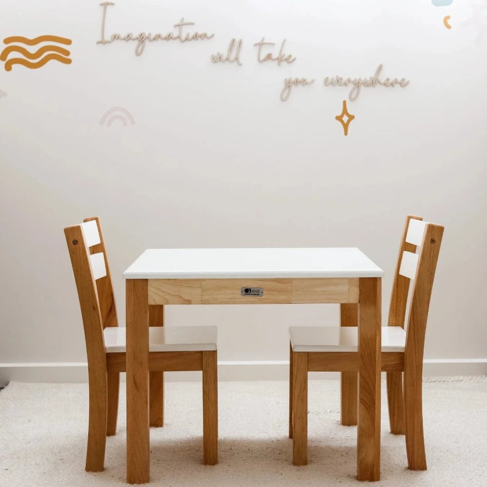 White Top Wooden Table with 2 Matching Chairs