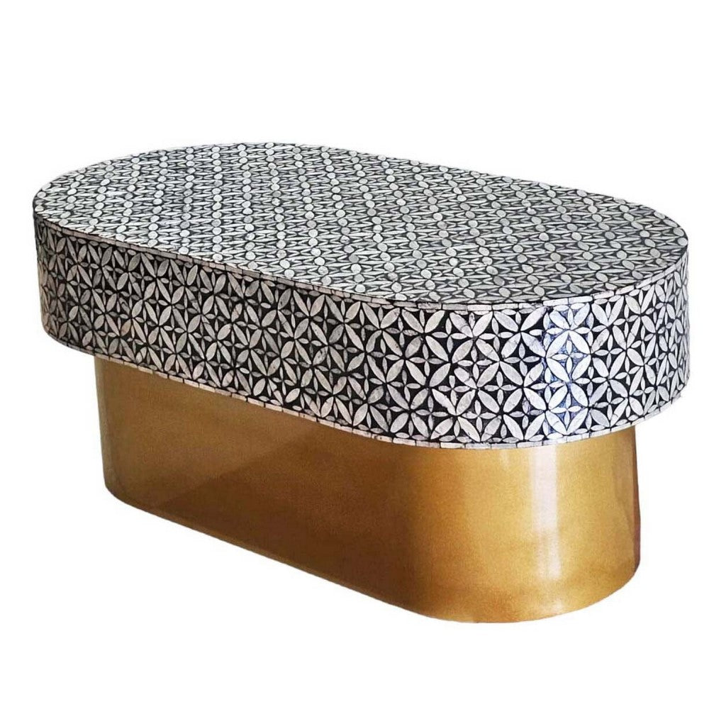 White & Black Pearlescent Oval Serenity Coffee Table