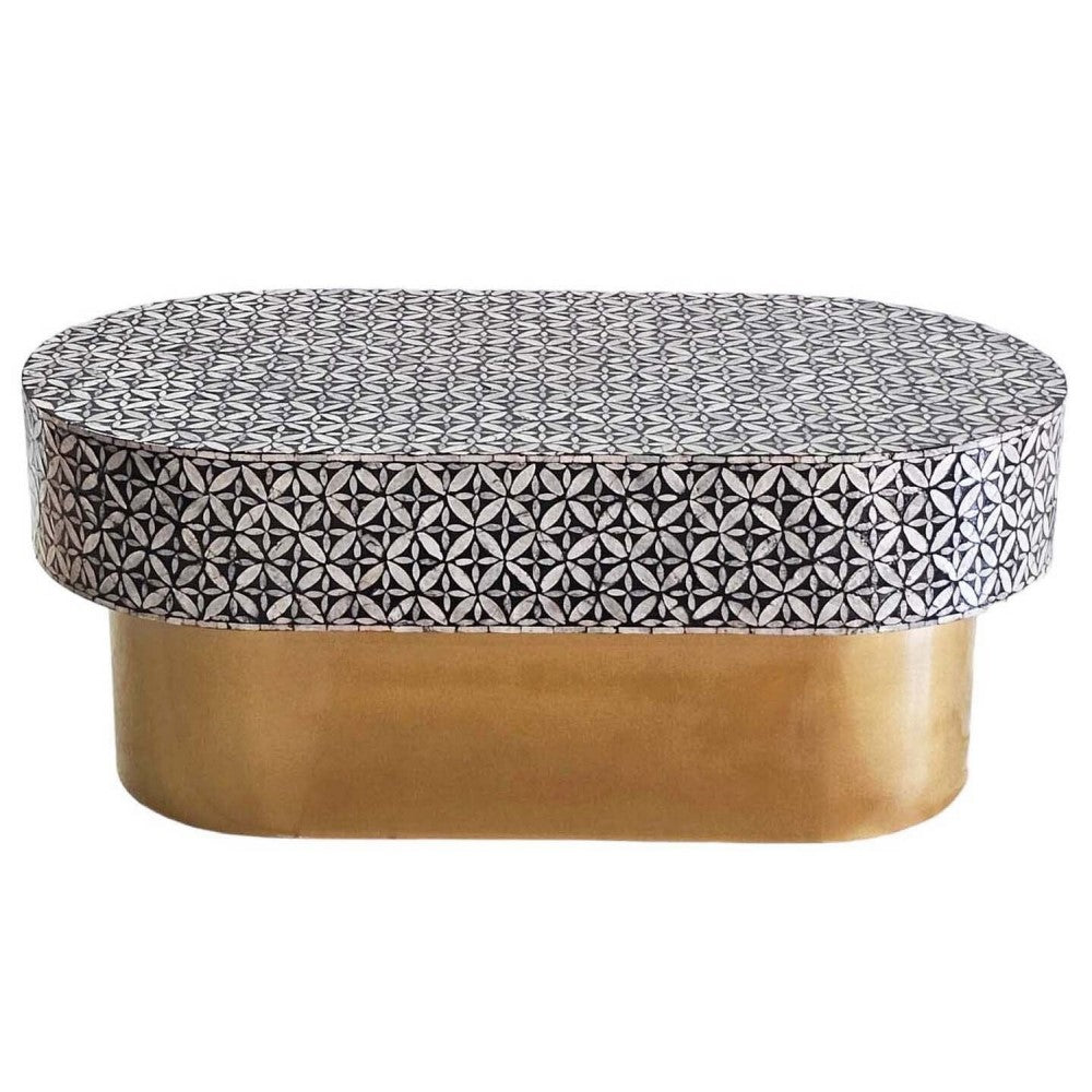White & Black Pearlescent Oval Serenity Coffee Table