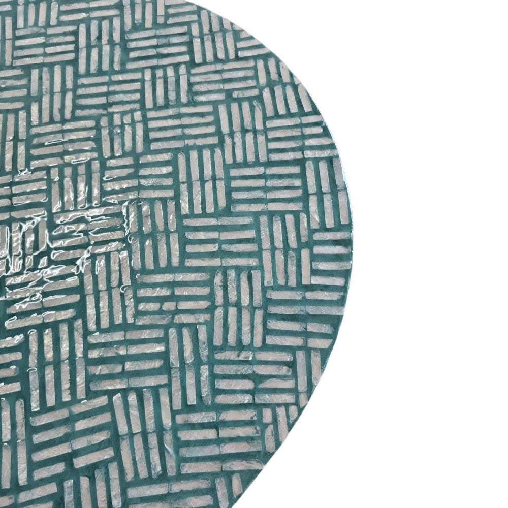 White & Blue Pearlescent Oval Serenity Coffee Table