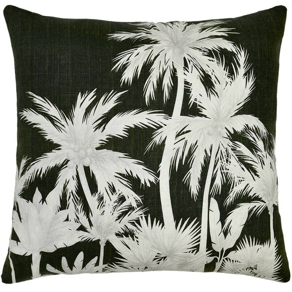 Wild Tropics Midnight Square Linen Cushion - 50x50cms