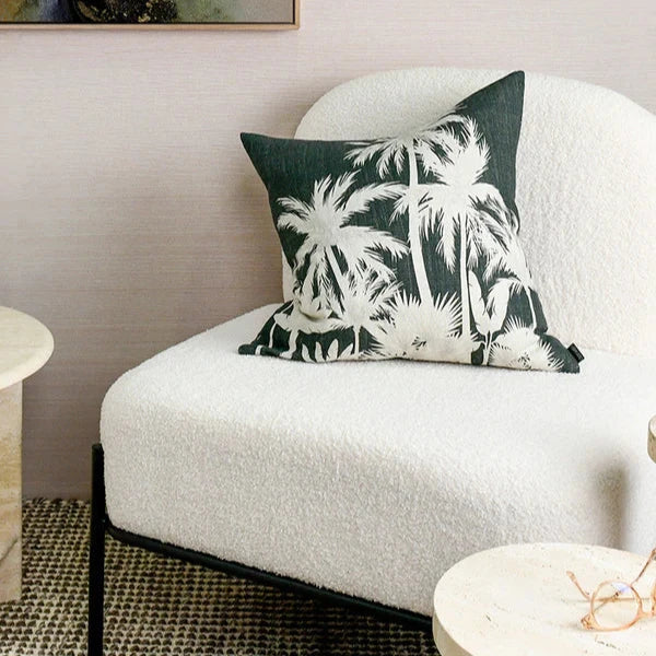 Wild Tropics Olive Square Linen Cushion - 50x50cms