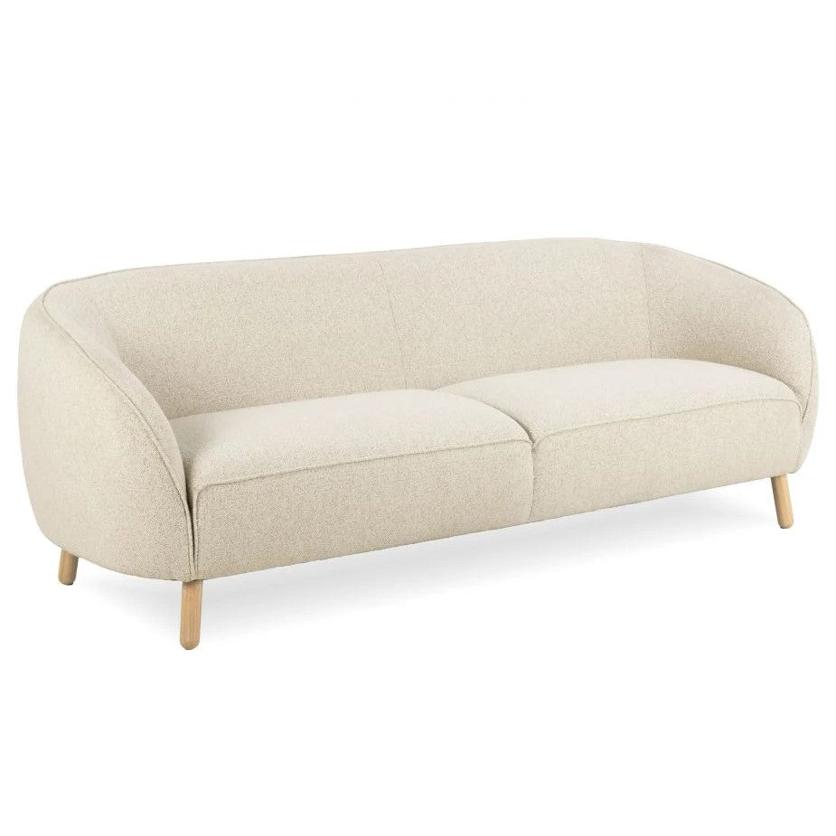 Willow 3 Seat Sofa - Oak - Ivory Cream Fabric