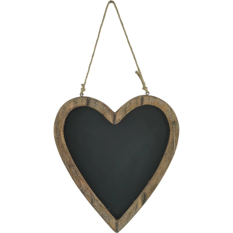 Wood-Framed Hanging Heart Blackboard