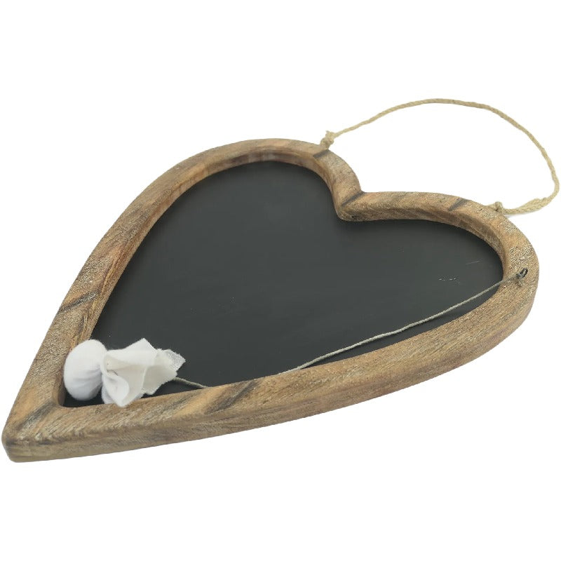 Wood-Framed Hanging Heart Blackboard