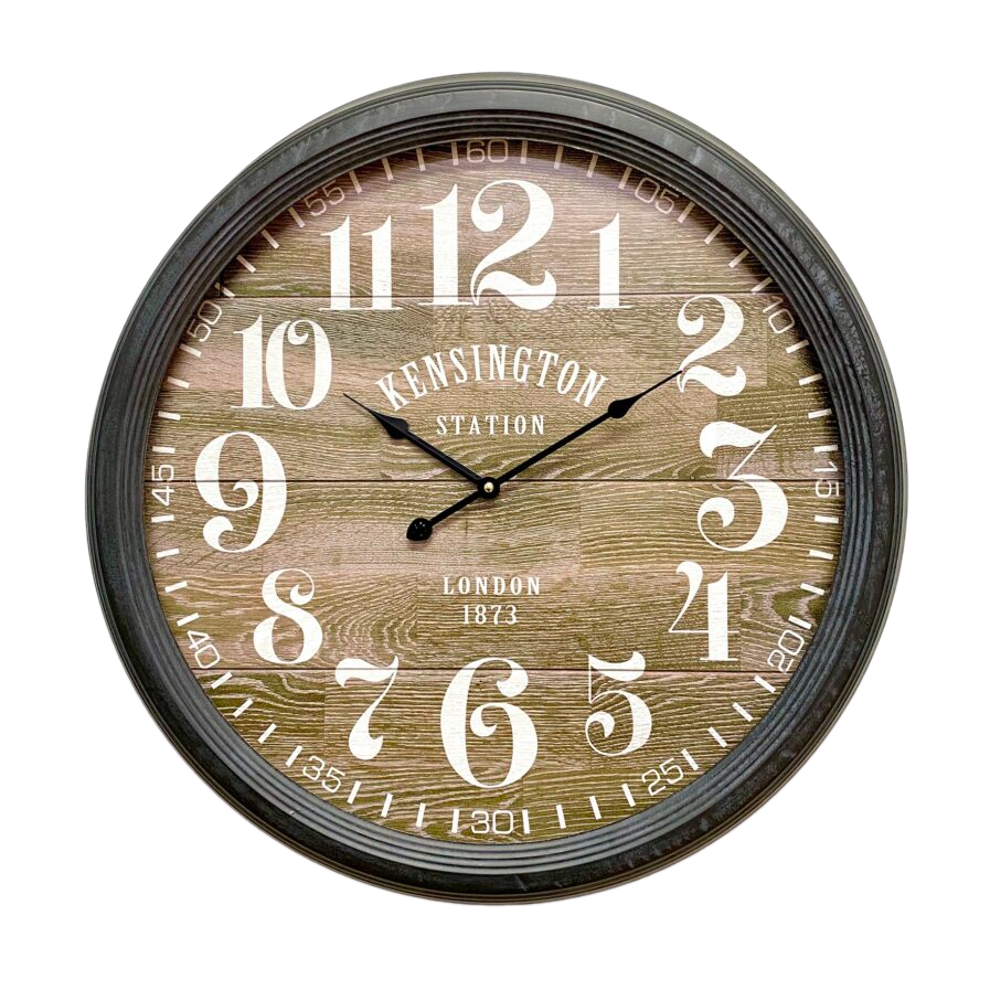Wood Designer Metal Frame Wall Clock 62cms