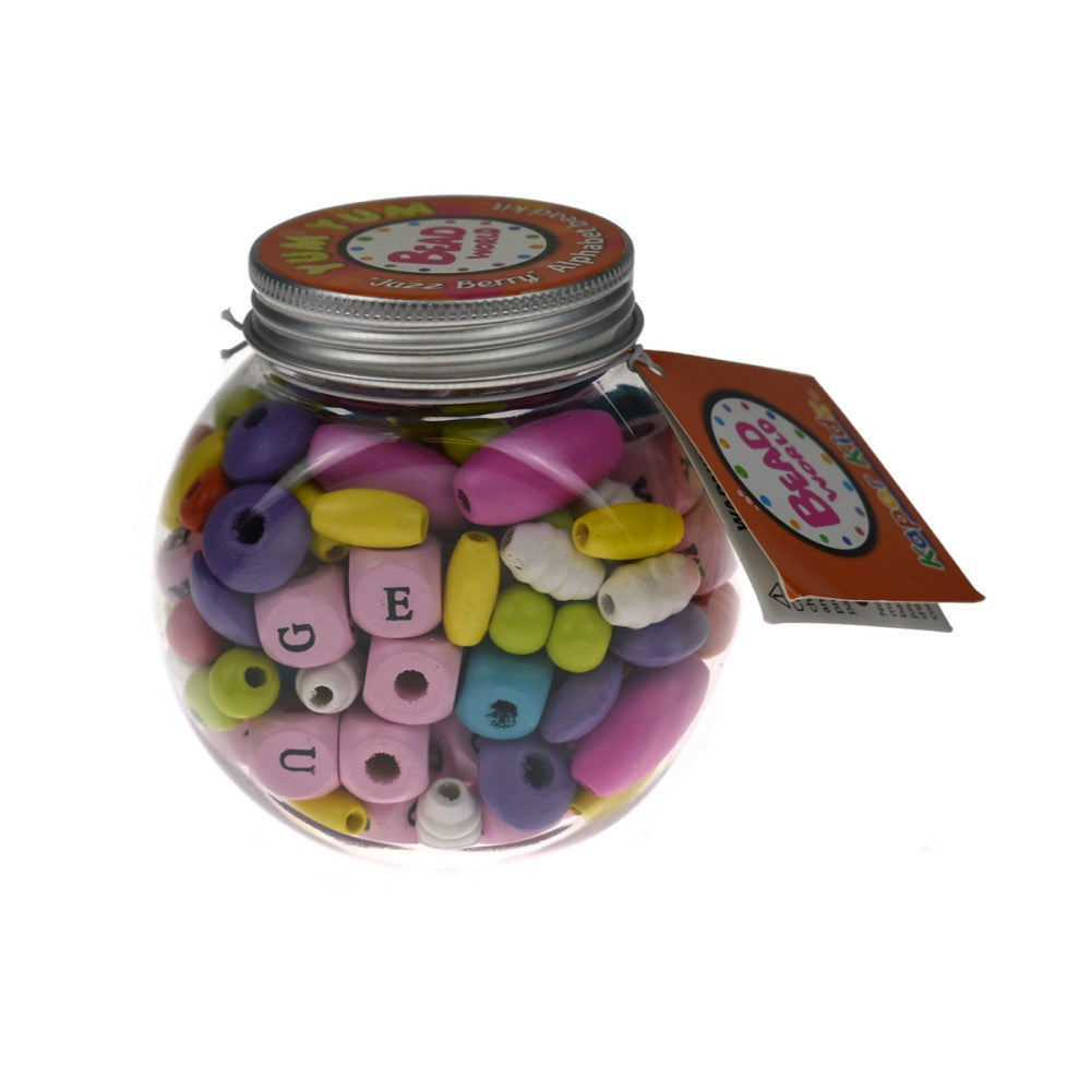 Wooden Alphabet Beads Craft Kit - Orange Jazz Berry