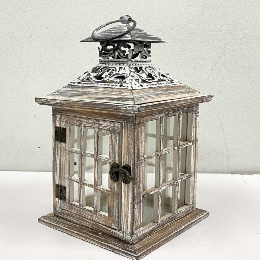 Wooden Candle Holder Lantern - Set of 2