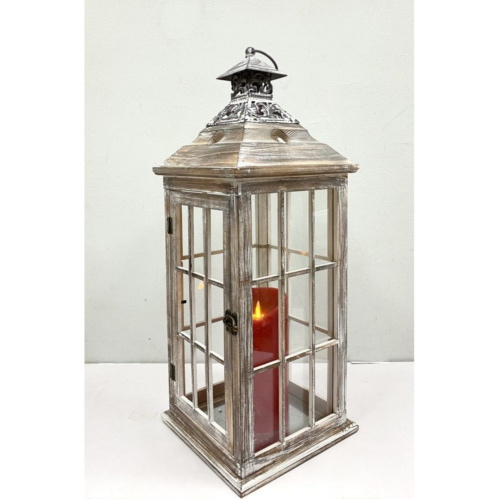Wooden Candle Holder Lantern - Set of 2