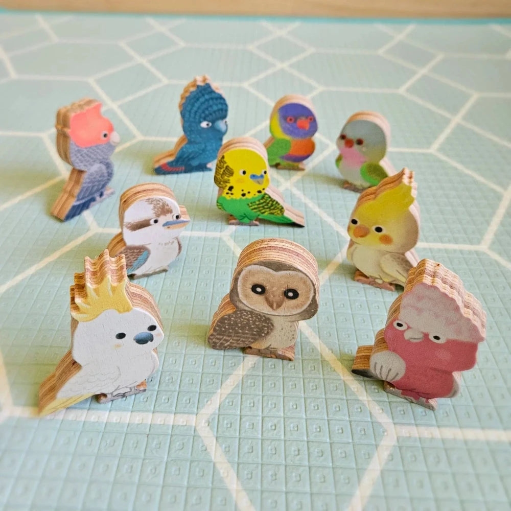 Wooden Colorful Australian Birds - Set of 10