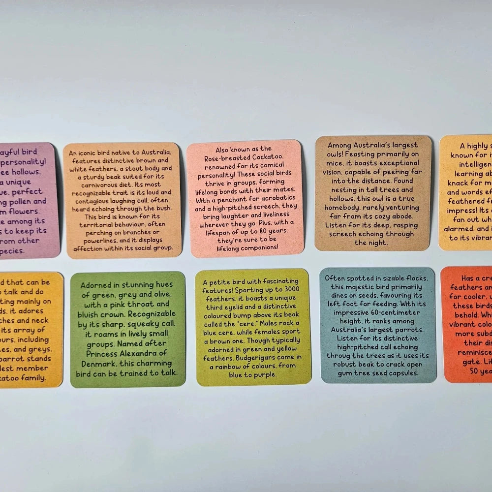 Wooden Colorful Australian Birds - Set of 10