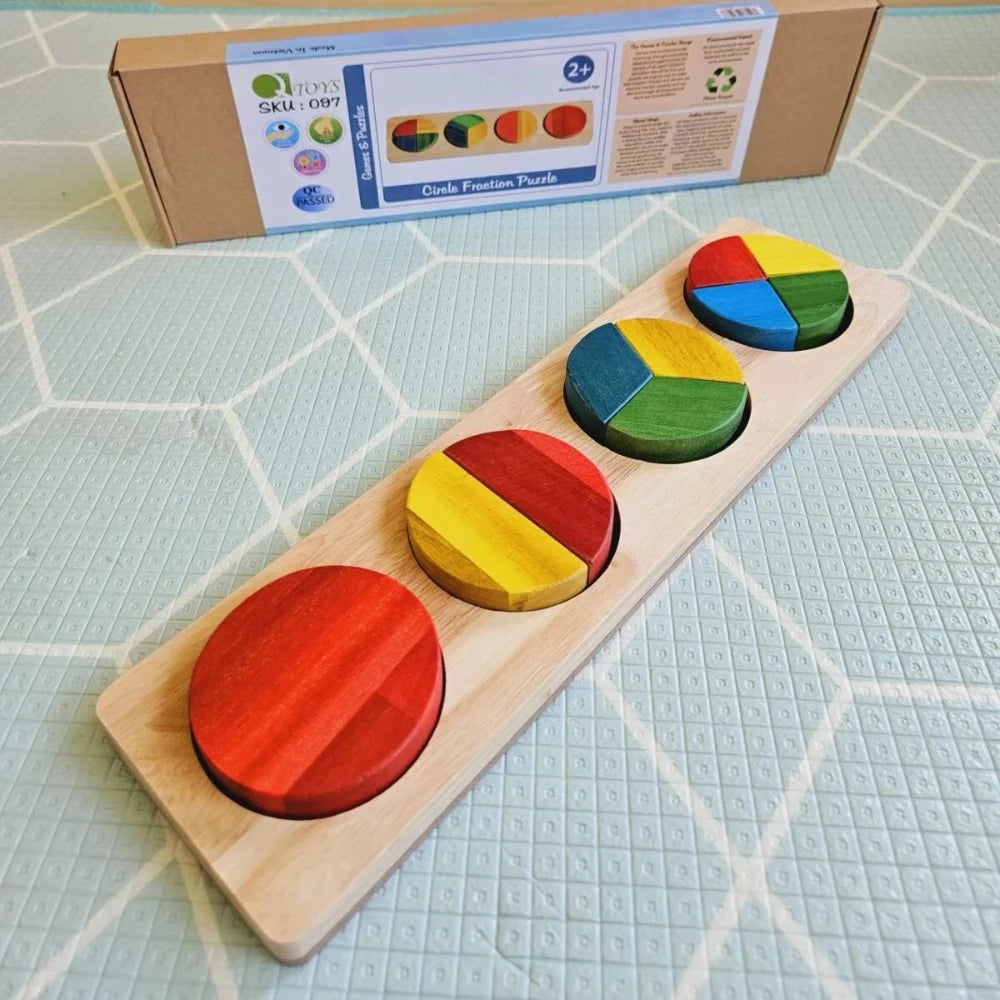 Wooden Colorful Circle Fraction Puzzle