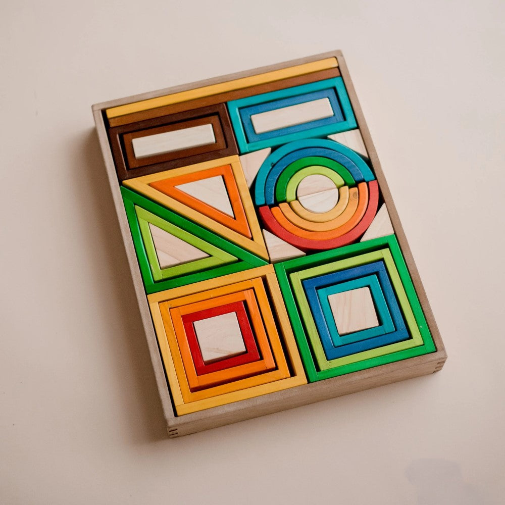 Wooden Colorful Rainbow Nesting Blocks
