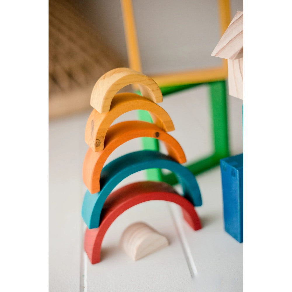 Wooden Colorful Rainbow Nesting Blocks