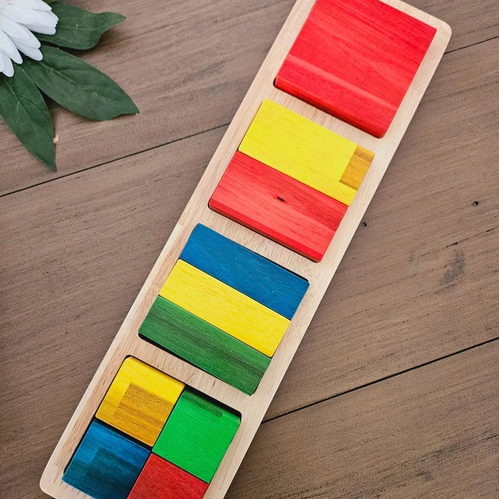 Wooden Colorful Square Fraction Puzzle