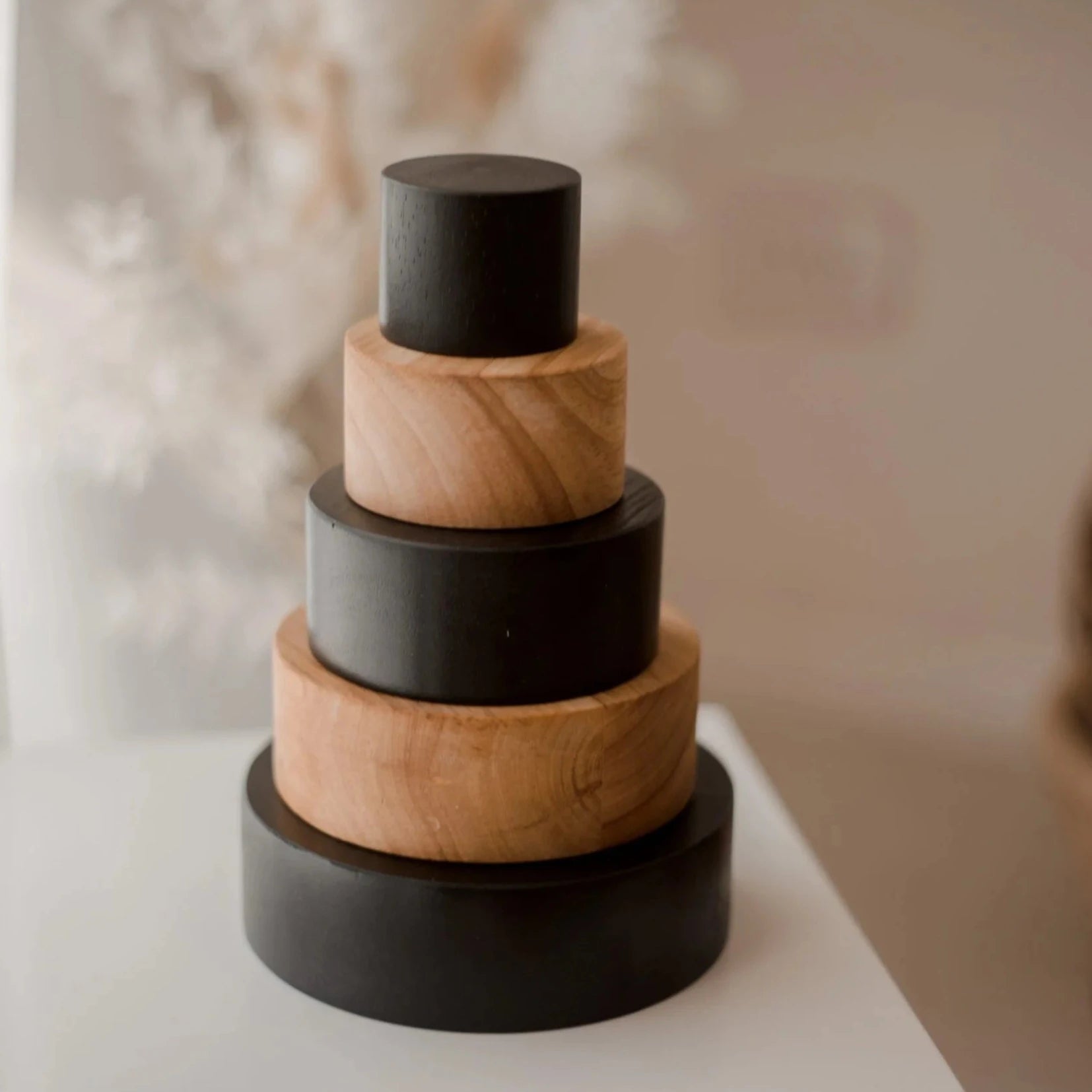 Wooden Contrast Color Stacking Bowls
