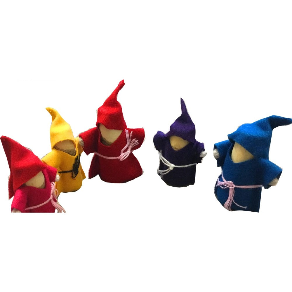 Wooden Crafted Gnomes 6cms - Set of 5