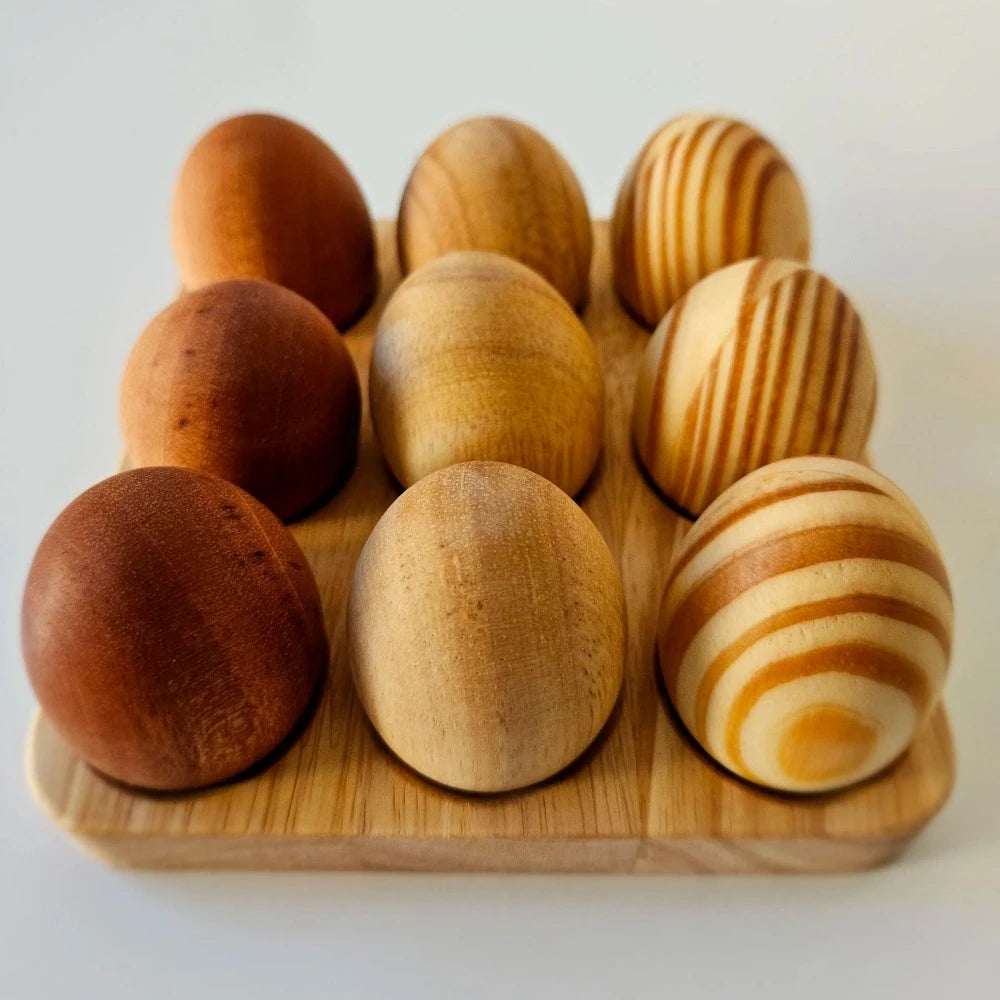 Wooden Enchanting Eggs with Tray - Set of 9