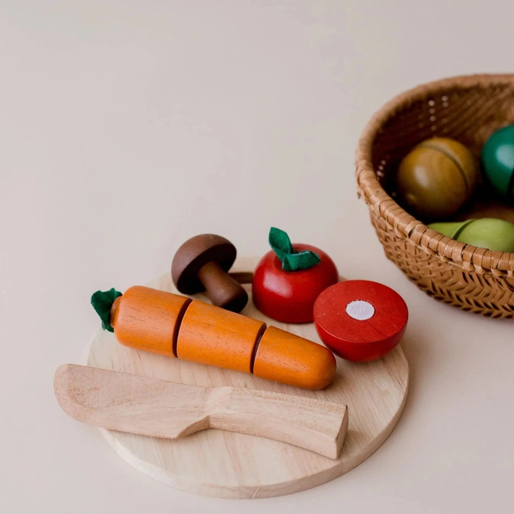Wooden Imaginative Play Colored Fruit Basket