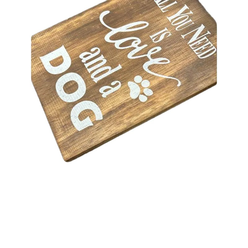 Wooden Love & Dog Handcrafted Wall Art - 17×1.5x26cms