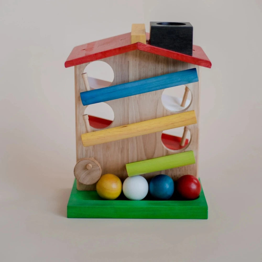 Wooden Multicolor Ball Rolling House