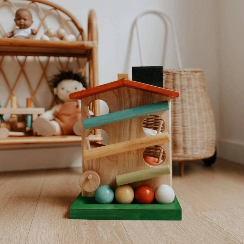 Wooden Multicolor Ball Rolling House