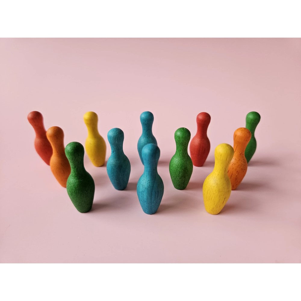 Wooden Multicolor Bowling Counter - Set of 50