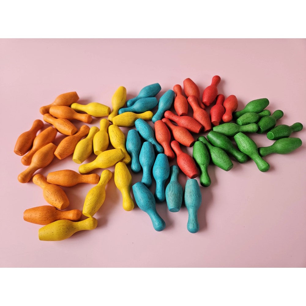 Wooden Multicolor Bowling Counter - Set of 50