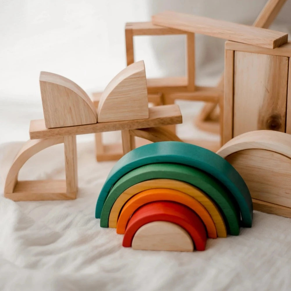 Wooden Natural Finish Hollow Blocks - 40 pcs