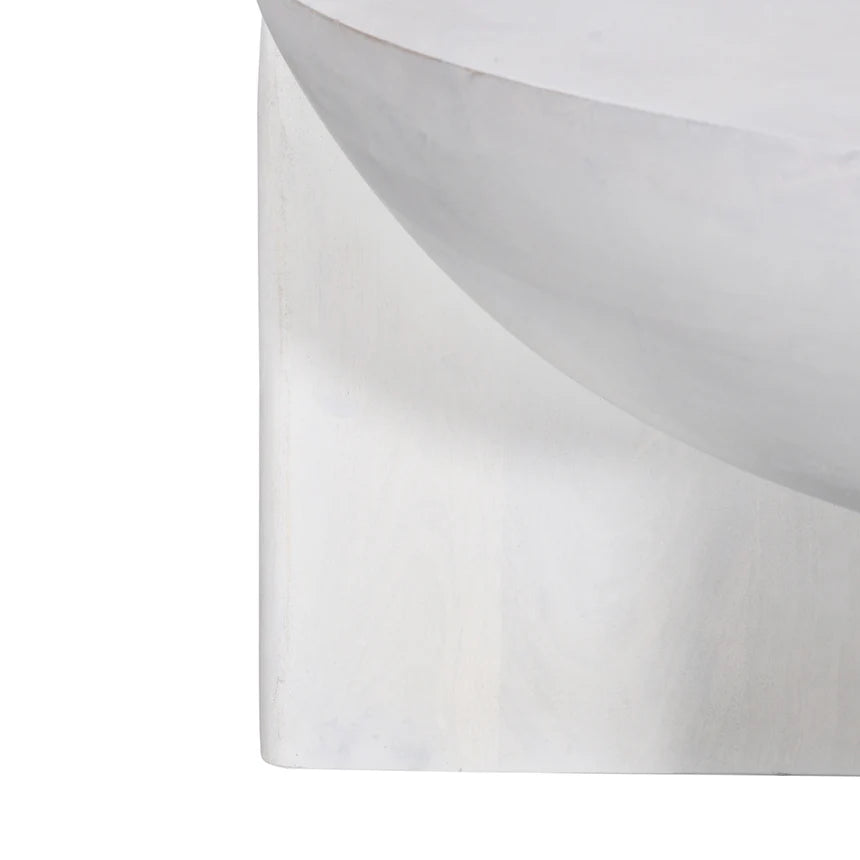 Wooden Round Coffee Table - Cafe White - 90cms