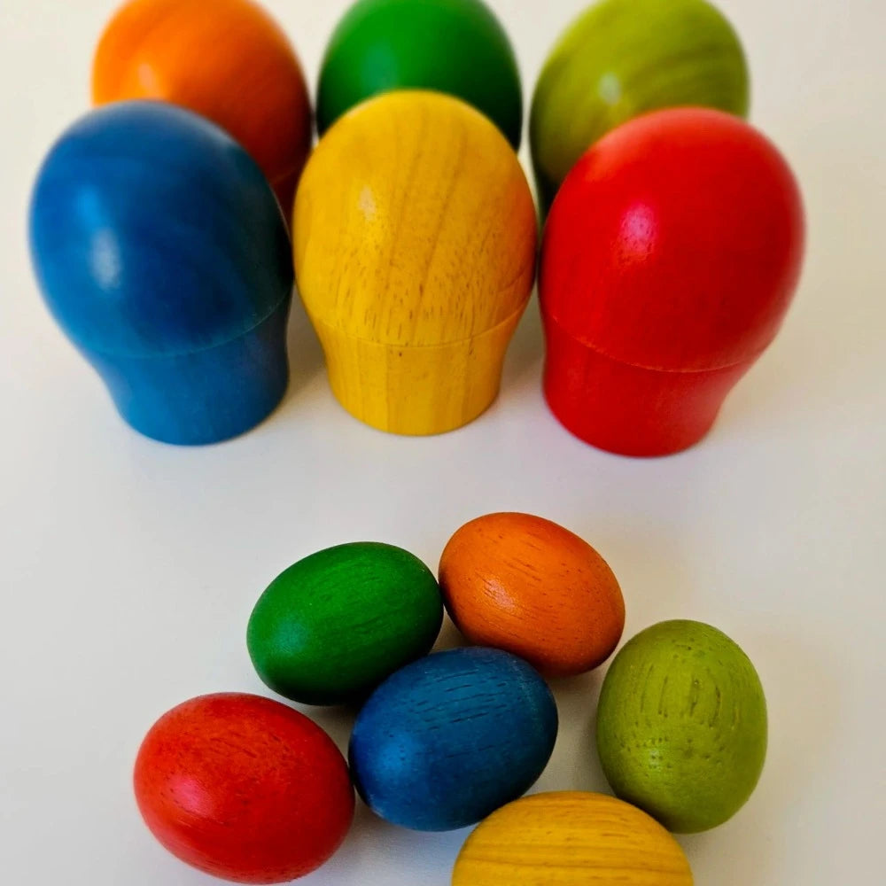 Wooden Sorting Egg Cups - Set of 6