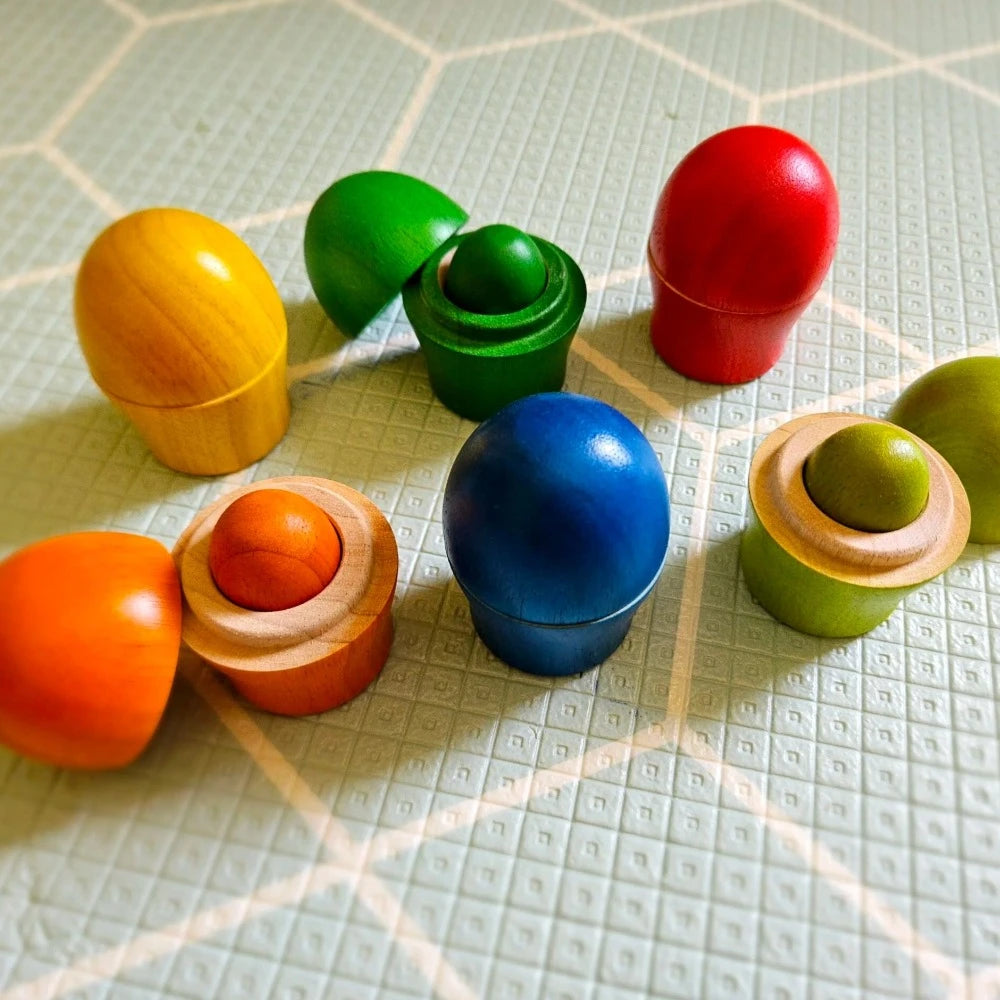 Wooden Sorting Egg Cups - Set of 6