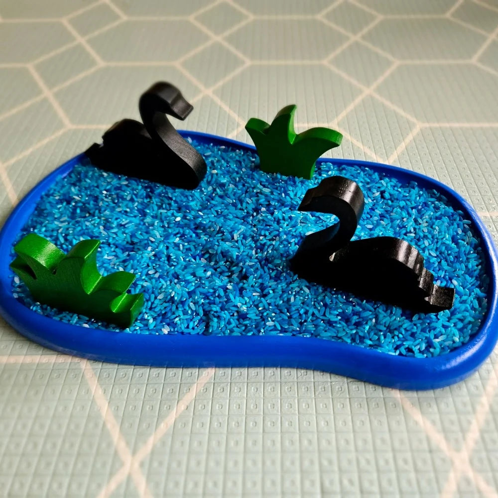 Wooden Swan Lake Set Filled with Rice