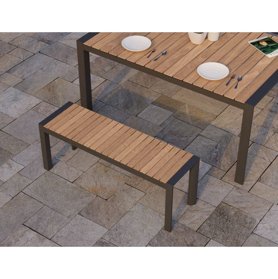 Wooden Top Metal Outdoor Bench - 120cms (Available in 2 Colors)