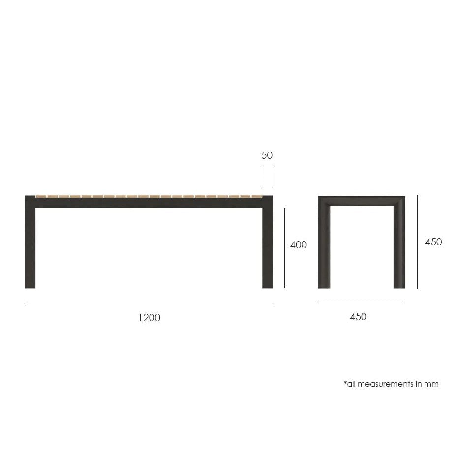 Wooden Top Metal Outdoor Bench - 120cms (Available in 2 Colors)