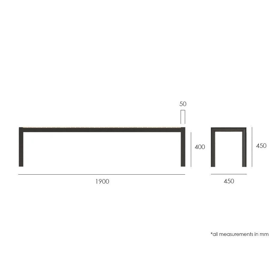 Wooden Top Metal Outdoor Bench - 190cms (Available in 2 Colors)