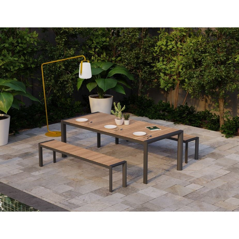 Wooden Top Metal Outdoor Bench - 190cms (Available in 2 Colors)