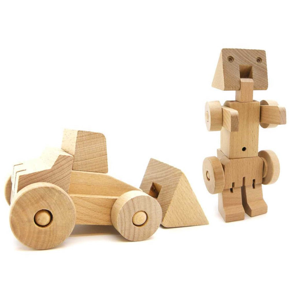 Wooden Vehicle Transformer Small - Bulldozer