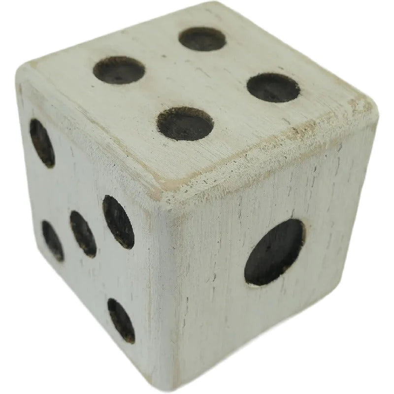 Wooden Whitewash Square Dice - 10cms