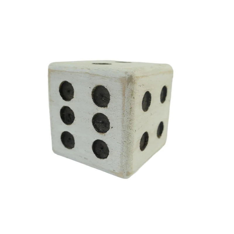 Wooden Whitewash Square Dice - 10cms